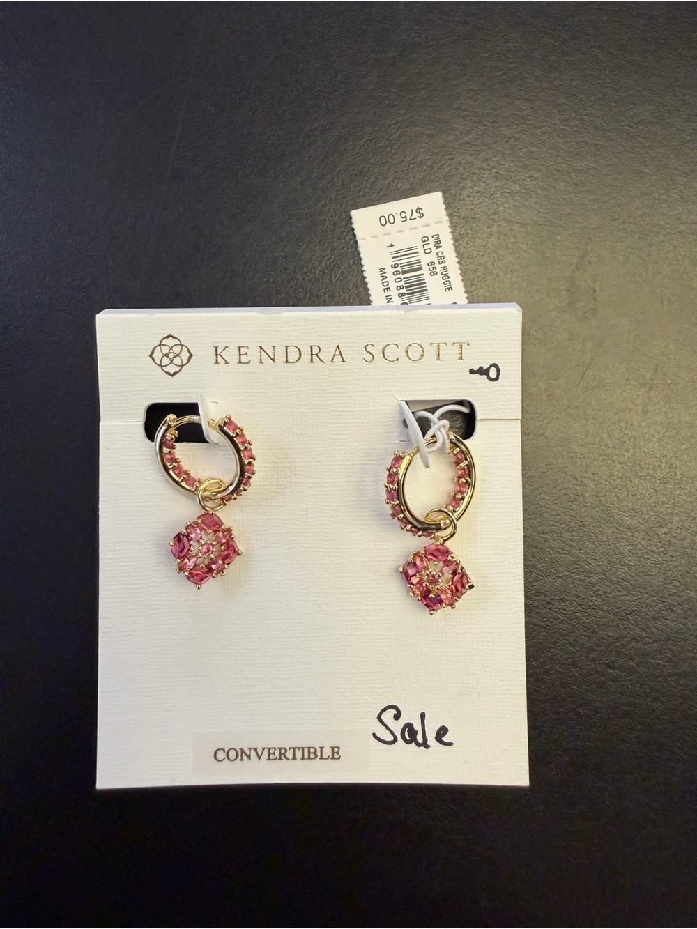 Kendra Scott Gold-Tone Hoop Earrings with Pink Crystal Drops